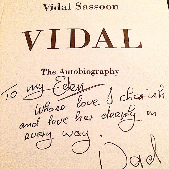 Vidal Sassoon autobiography inscription to Eden
